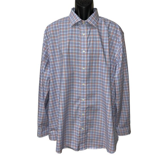 Lauren Ralph Lauren Mens Tall Fit Supima Cotton Button-Down Plaid Shirt 18.5 36/ - Picture 2 of 8